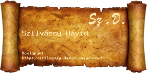 Szilvássy Dávid névjegykártya